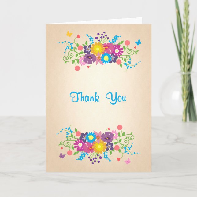 Thank You Flowers and Butterflies Card (Front)