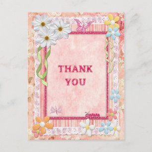 Thank you, flowers and butterflies craft card