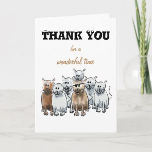 Thank you for a wonderful time cartoon cats card