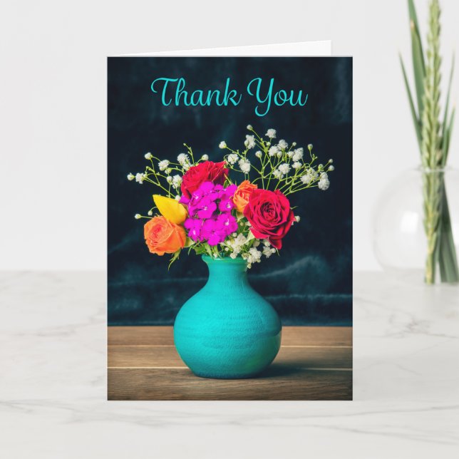 Thank You For Anyone Beautiful Flower Arrangement  Holiday Card (Front)