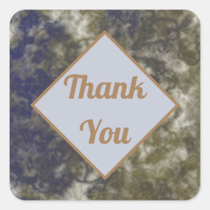 Thank You For Anyone Blue Gold Swirls Appreciation Square Sticker
