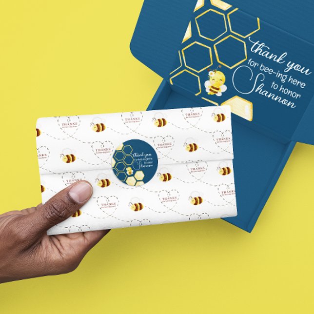 Thank You For Bee-ing Here Baby Shower Sticker (Thank your baby shower guests with this cute, "Thanks for bee-ing here" stickers! )