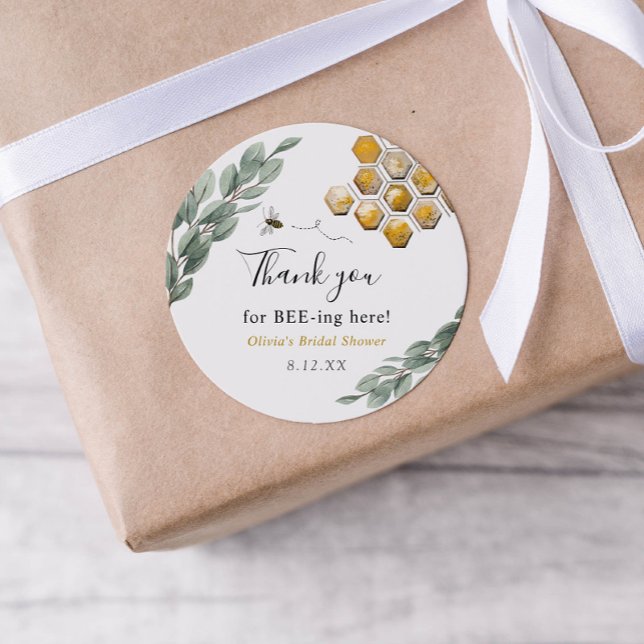 Thank you for Bee-ing here Eucalyptus Classic Round Sticker (Creator Uploaded)