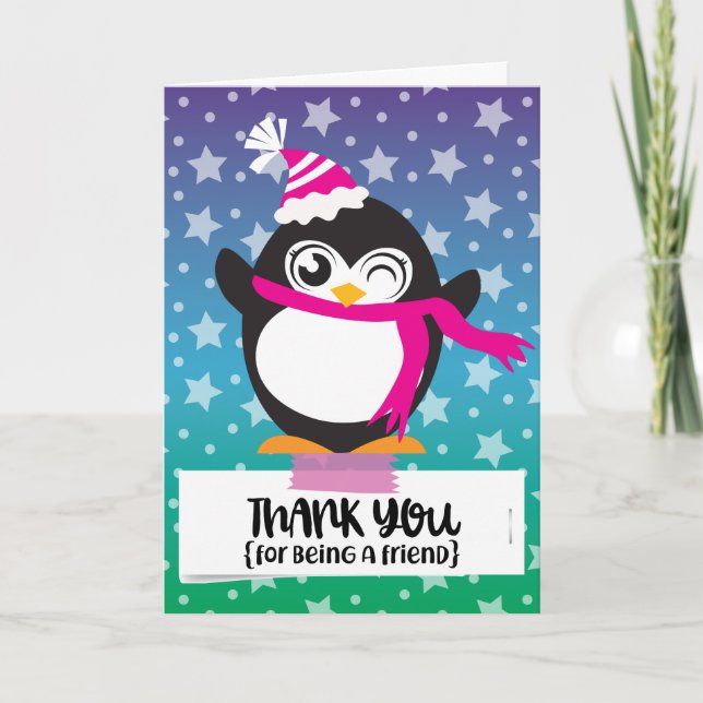 Thank you for being a friend penguin stars card (Front)