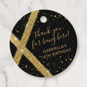 Thank You for Being Here Black and Gold Favour Tags