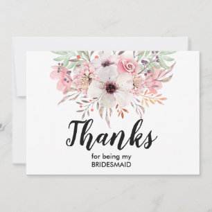 Thank You For Being My Bridesmaid Card Floral