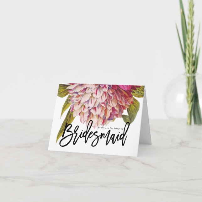 thank you for being my bridesmaid card floral (Front)