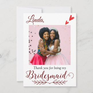 Thank You for Being My Bridesmaid Proposal Card