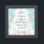 Thank You for Being my Bridesmaid -Teal Jewellery Box<br><div class="desc">Keepsake Gift Box. 100% Customisable. Ready to Fill in the box(es) or Click on the CUSTOMIZE button to add, move, delete, resize or change any of the font or graphics. Made with high resolution vector and/or digital graphics for a professional print. NOTE: (THIS IS A PRINT. All zazzle product designs...</div>
