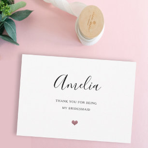 thank you for being my bridesmaid wedding glitter card