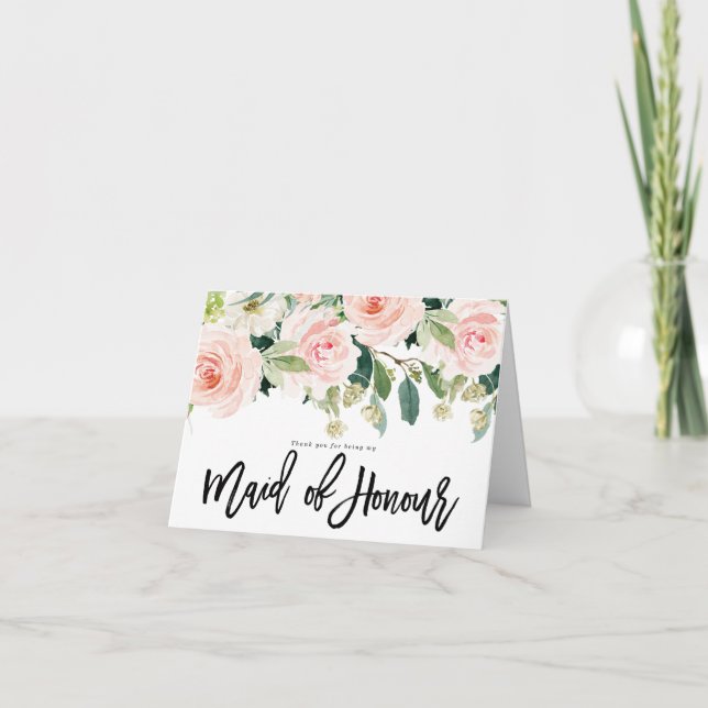 thank you for being my maid of honour card floral (Front)