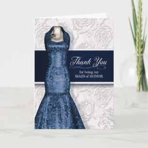 Thank You for Being My Maid of Honour Navy Blue Card
