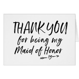 Thank You For Being My Maid of Honour Wedding Card