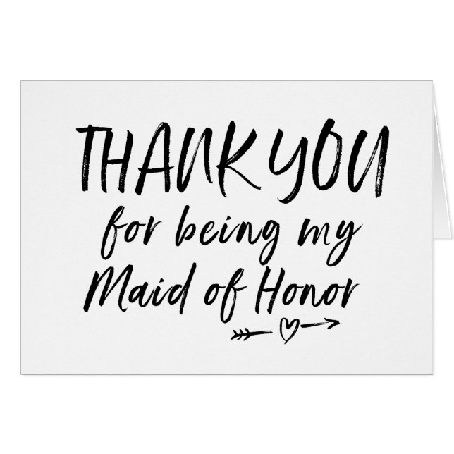 Thank You For Being My Maid of Honour Wedding Card (Front Horizontal)