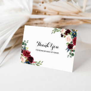 Thank You For Being My Maid of Honour Wedding Card