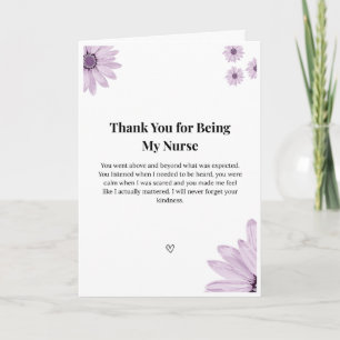 Thank You for Being My Nurse Card
