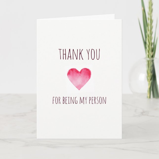 Thank you for being my person Valentines Card (Front)