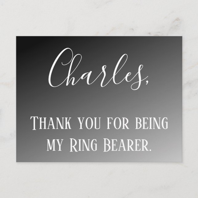 Thank You for being my Ring Bearer Postcard (Front)
