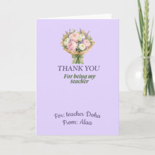 Thank You For Being My Teacher Floral Personalised Card
