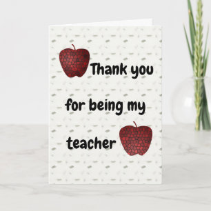 Thank You For Being My Teacher Mosaic Red Apples Card