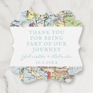 Thank You For Being Part of Journey Vintage Map Favour Tags