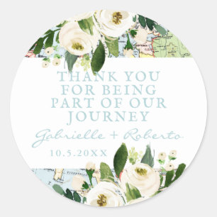 Thank You For Being Part of Our Journey Map Favour Classic Round Sticker