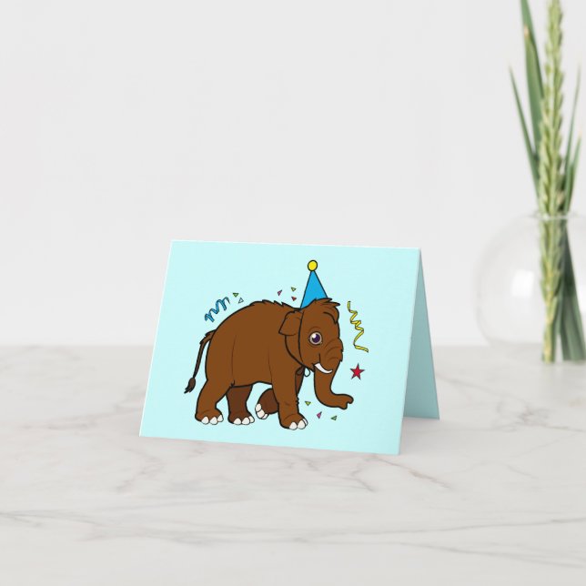 Thank You for Birthday Present Wooly Mammoth Card (Front)