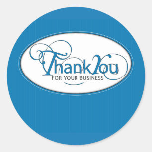 Thank You For Business, Blue Script Classic Round Sticker