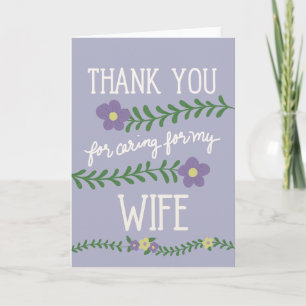 Thank You for Caring for my Wife Card