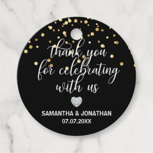 THANK YOU for Celebrating BLACK Gold Wedding Favour Tags