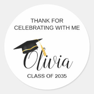 Thank You For Celebrating Graduation Party Favour Classic Round Sticker