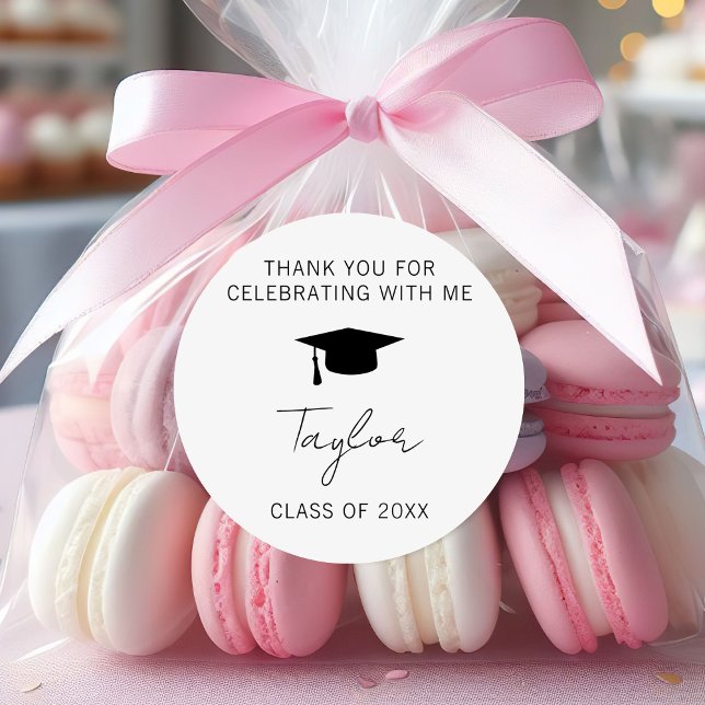 Thank You For Celebrating Graduation Party Favour Classic Round Sticker (Creator Uploaded)