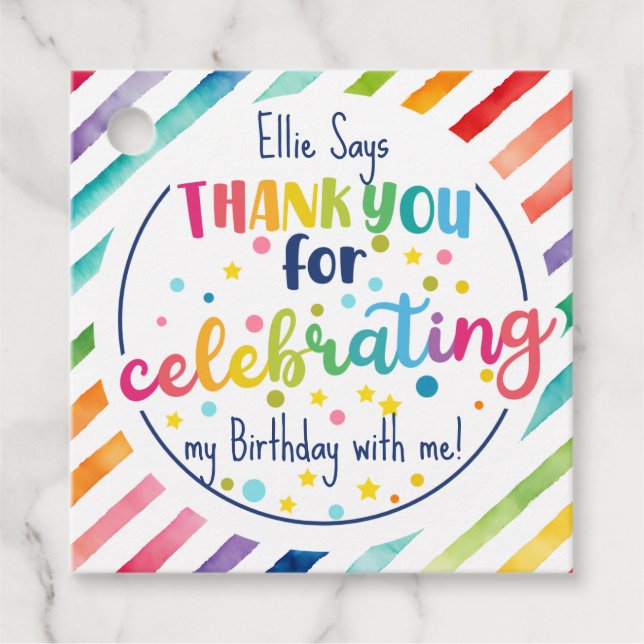 Thank you for Celebrating with me Favor Tags (Front)
