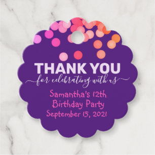 Thank You for Celebrating With Us Birthday Party Favour Tags