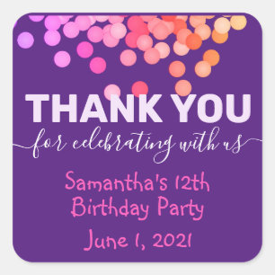 Thank You for Celebrating With Us Birthday Party Square Sticker