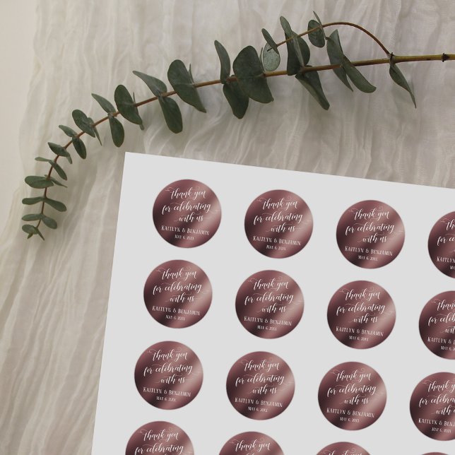 Thank You for Celebrating With Us Faux Rose Gold Classic Round Sticker (Creator Uploaded)