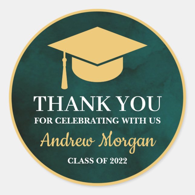 Thank You For Celebrating With Us Graduation Classic Round Sticker (Front)