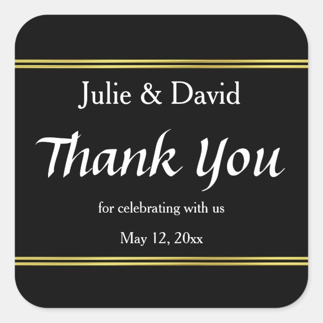 Thank You For Celebrating With Us Names Wedding Square Sticker (Front)
