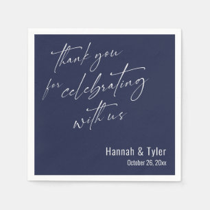 Thank You for Celebrating with Us Navy Blue Napkin