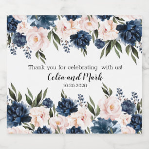 Thank you for Celebrating With Us Pink and Blue Sparkling Wine Label