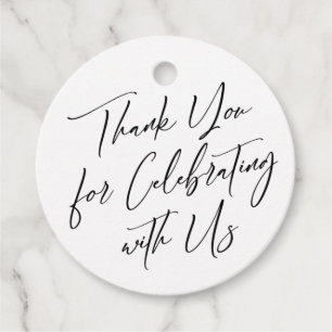Thank You for Celebrating with Us Simple Elegant Favour Tags
