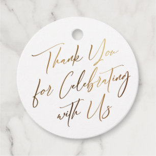 Thank You for Celebrating with Us Simple Gold Favour Tags