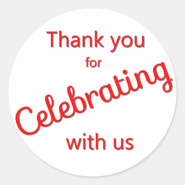 Thank You for Celebrating with Us Sticker Red (Front)