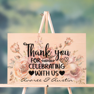 Thank You for Celebrating With Us Wedding Acrylic Sign