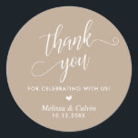 Thank you for celebrating with us, Wedding Classic Round Sticker<br><div class="desc">Thank you for celebrating with us,  Wedding Classic Round Sticker,  in tan kraft themed.</div>
