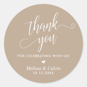 Thank you for celebrating with us, Wedding Classic Round Sticker