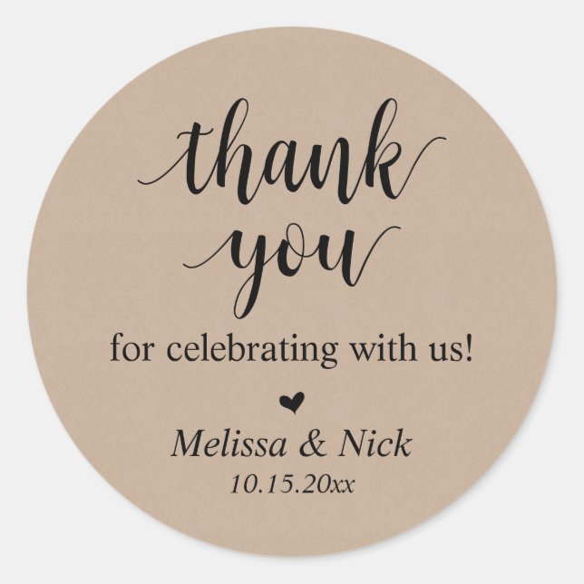 Thank you for celebrating with us Wedding Sticker (Front)