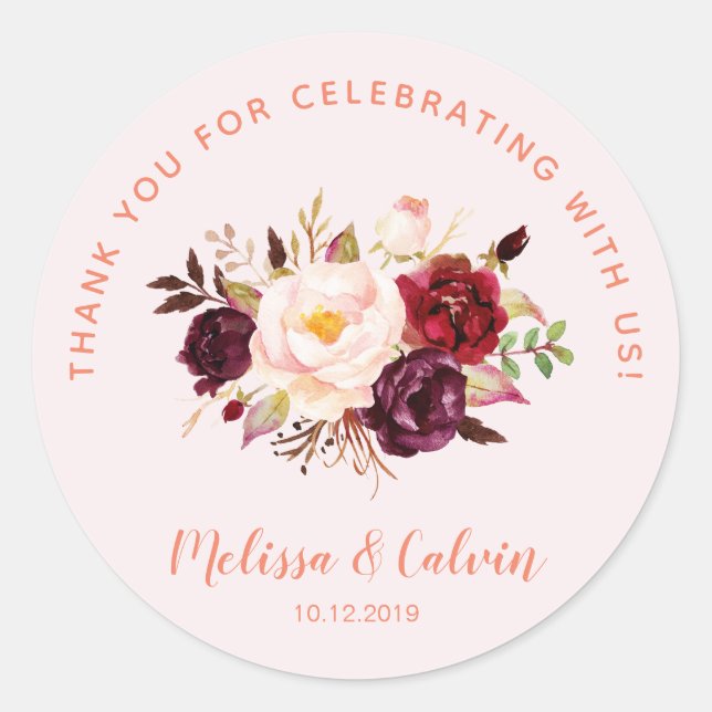 Thank you for celebrating with us Wedding Sticker (Front)