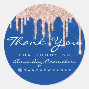 Thank You For Choosing Instagra Rose Drips Blue Classic Round Sticker