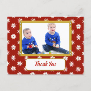 Thank you for Christmas gifts red with photo Announcement Postcard
